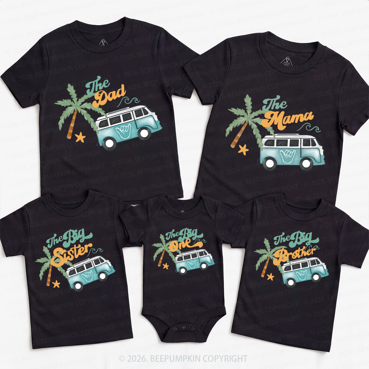 Surfing Beach Wave Family Matching T-Shirts