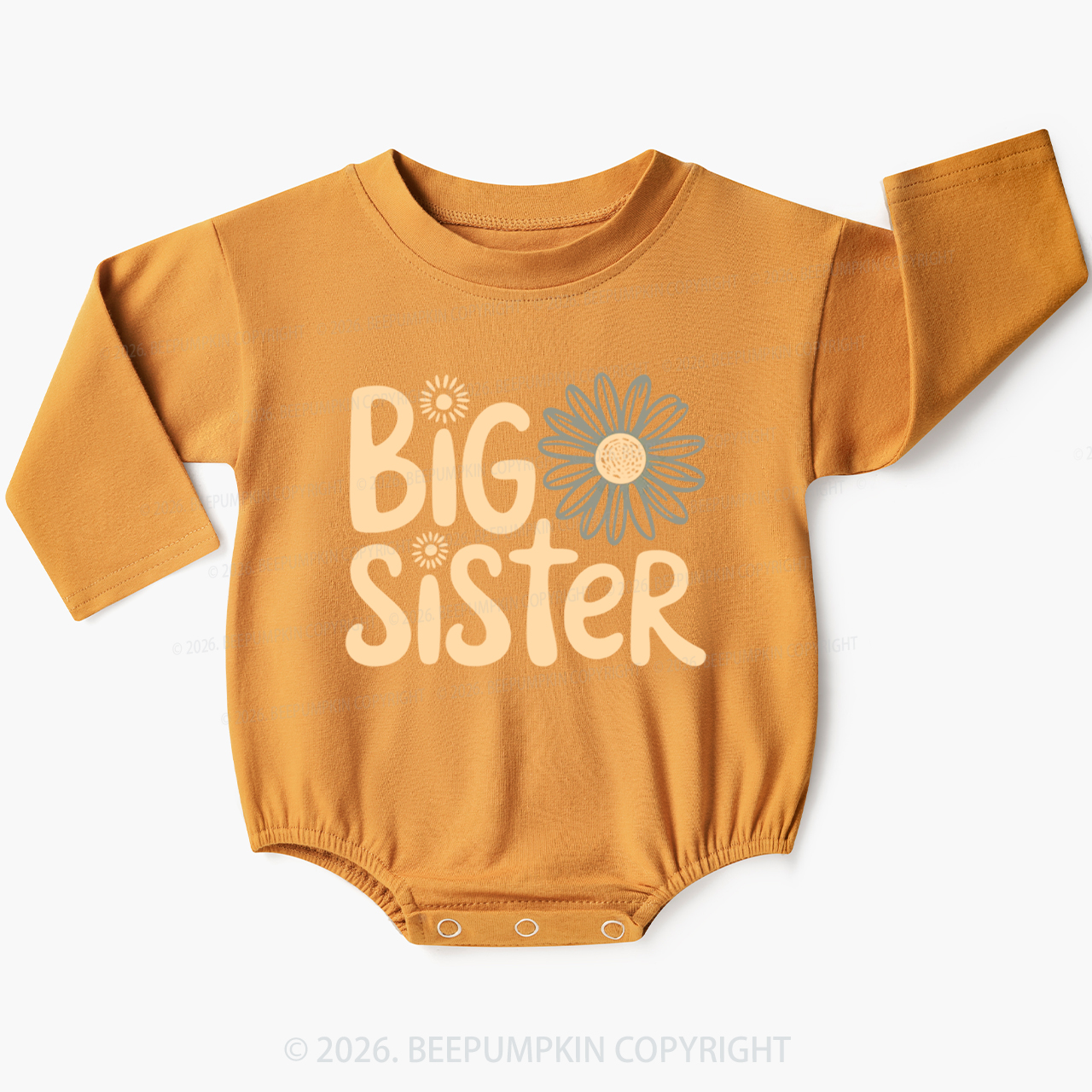 Big Sister Daisy Boho Flower Baby Bubble Romper