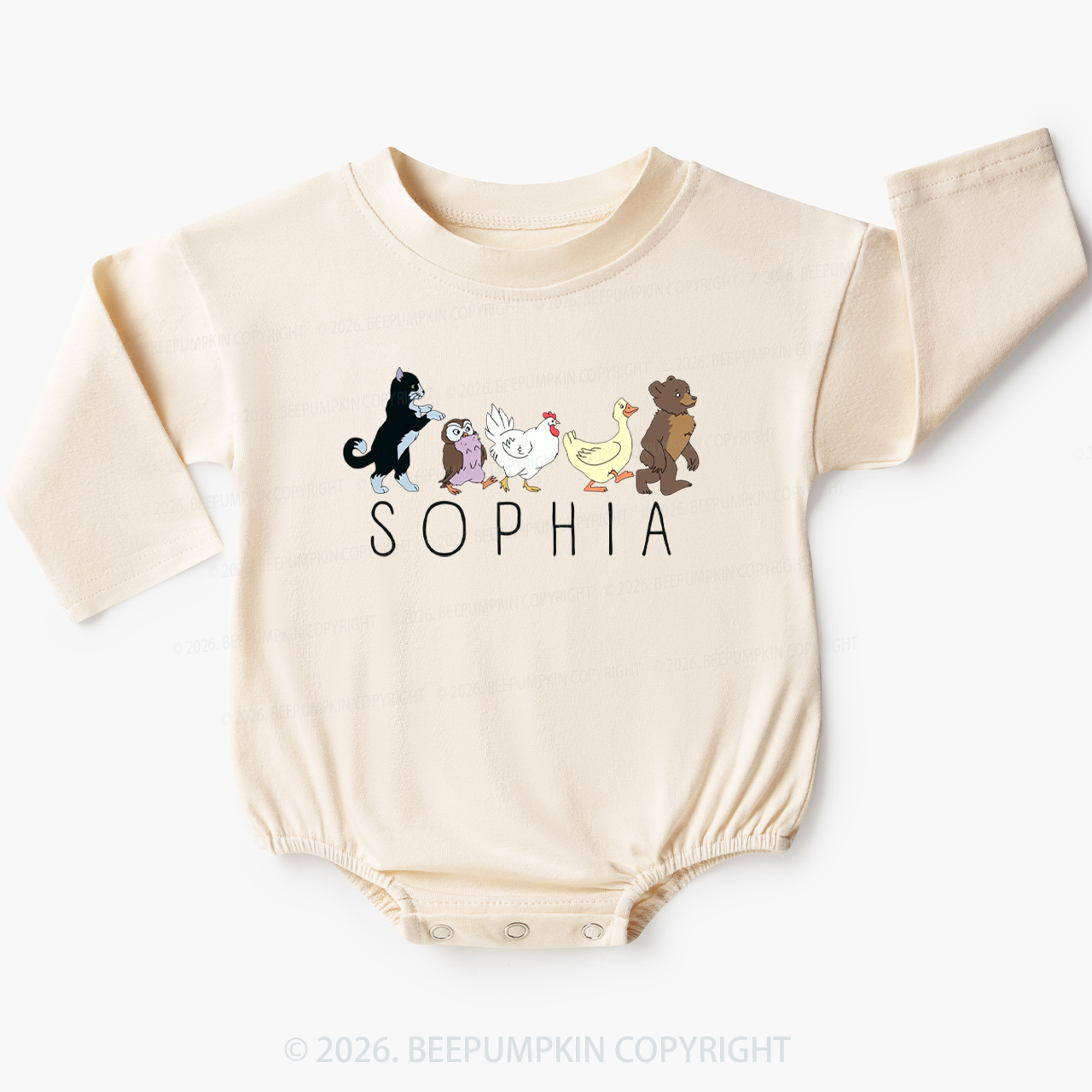 Personalized Cute Animal Friends Baby Bubble Romper