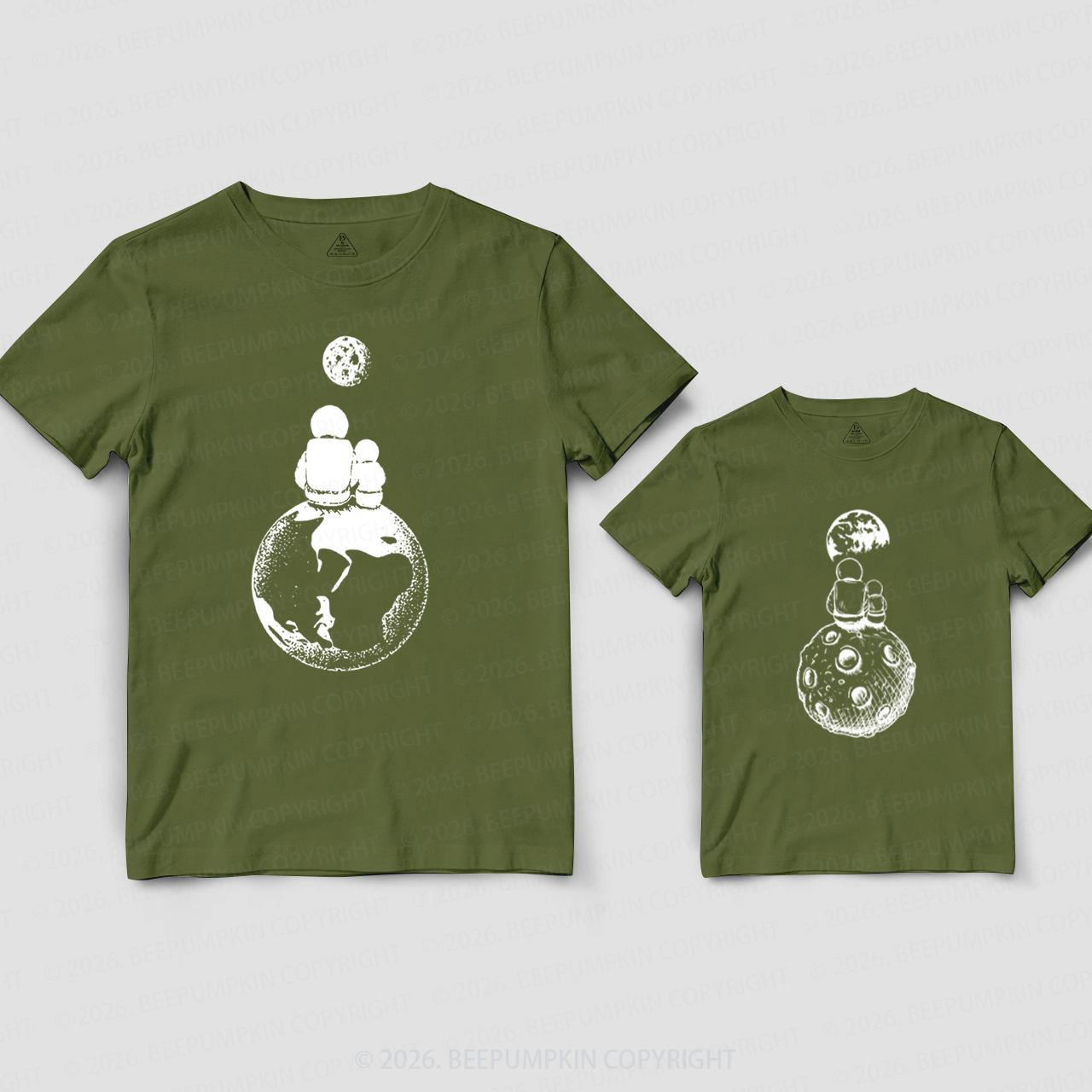 Moon and Astronaut Space Dad&Me Matching Shirts