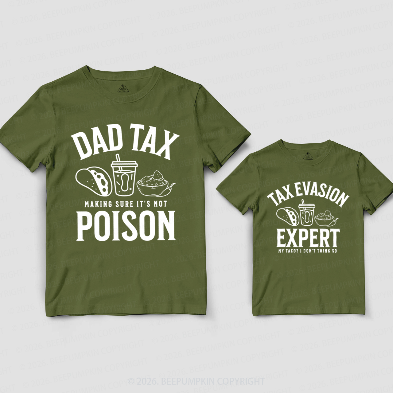 Dad Tax Funny Taco Dad&Me Matching Shirts