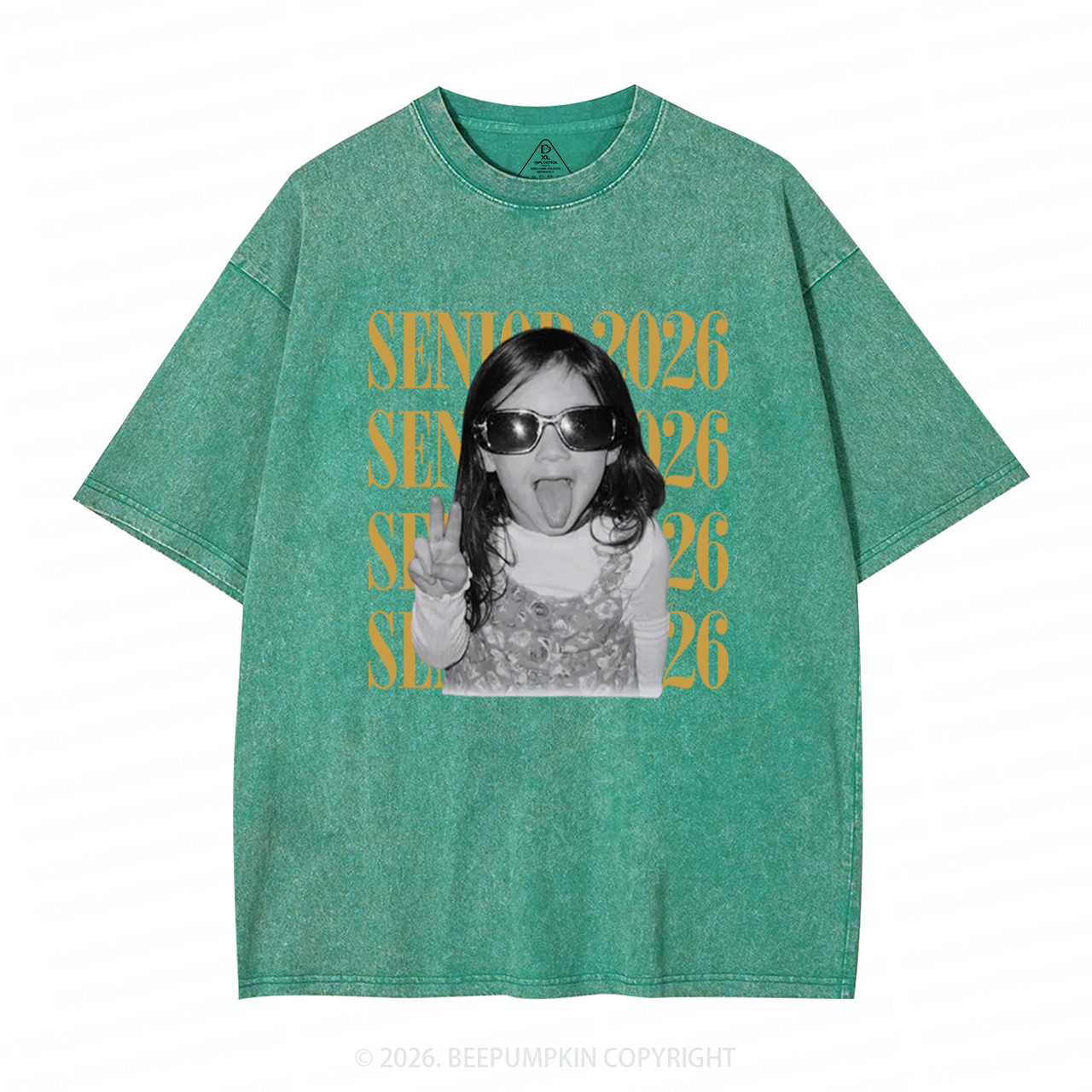 Personalized Vintage Photo And Year Senior Adult Washed T-Shirts