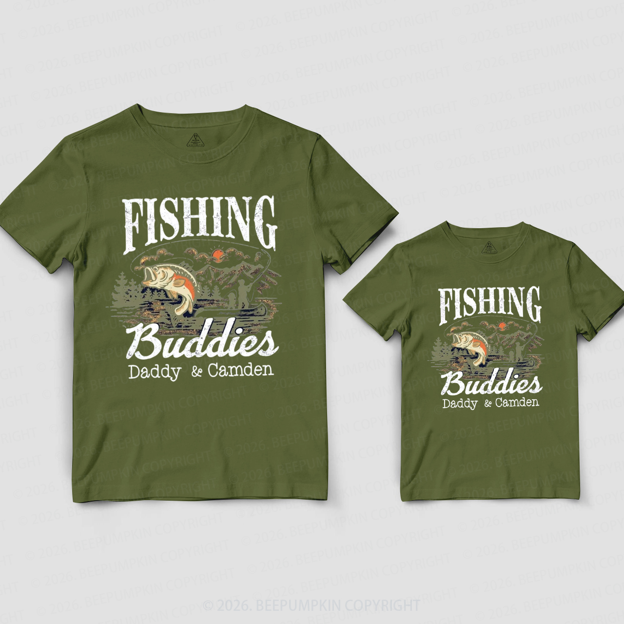 Personalized Fishing Buddies Father's Day Dad&Me Matching Shirts