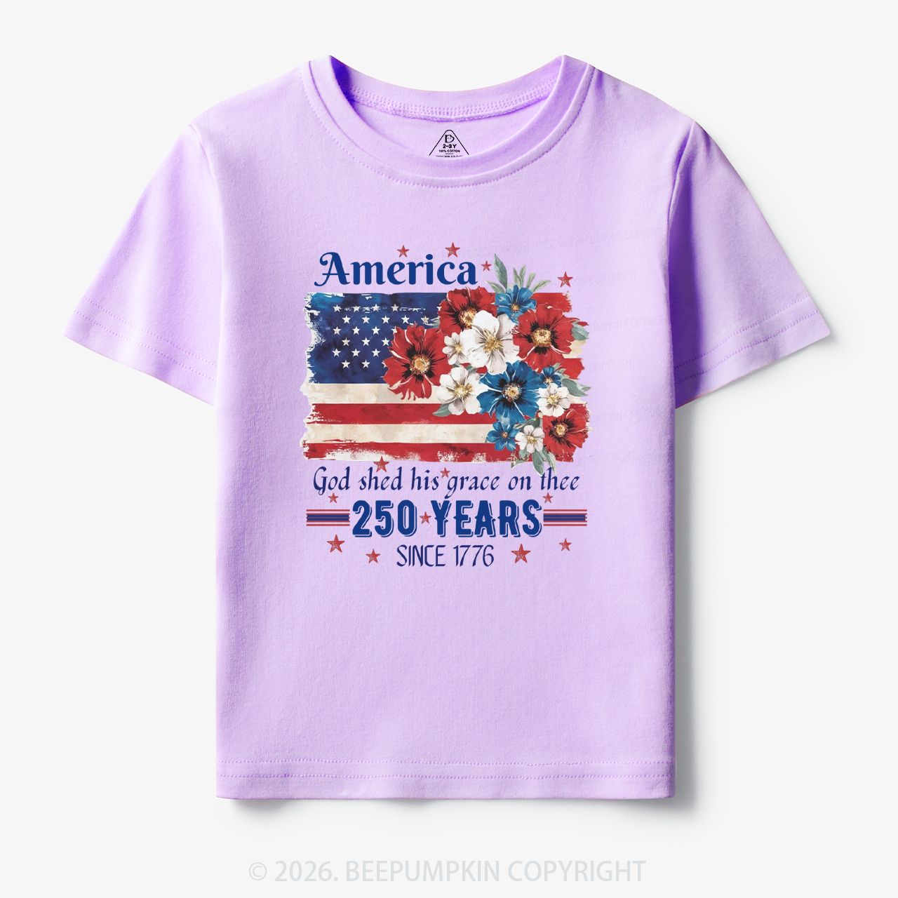 America 250 Years Flag Floral Toddler&Kid's Tees