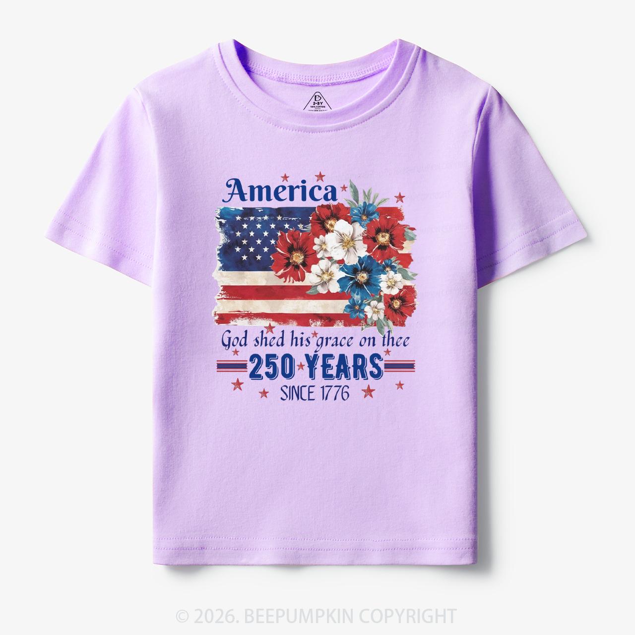 America 250 Years Flag Floral Toddler&Kid's Tees