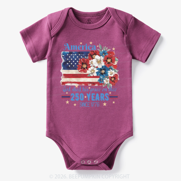 America 250 Years Flag Floral Bodysuit
