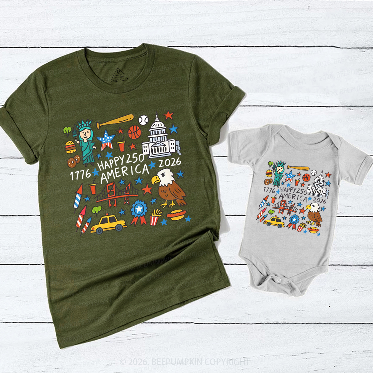 America 250th Anniversary Mom&Me Matching T-Shirts