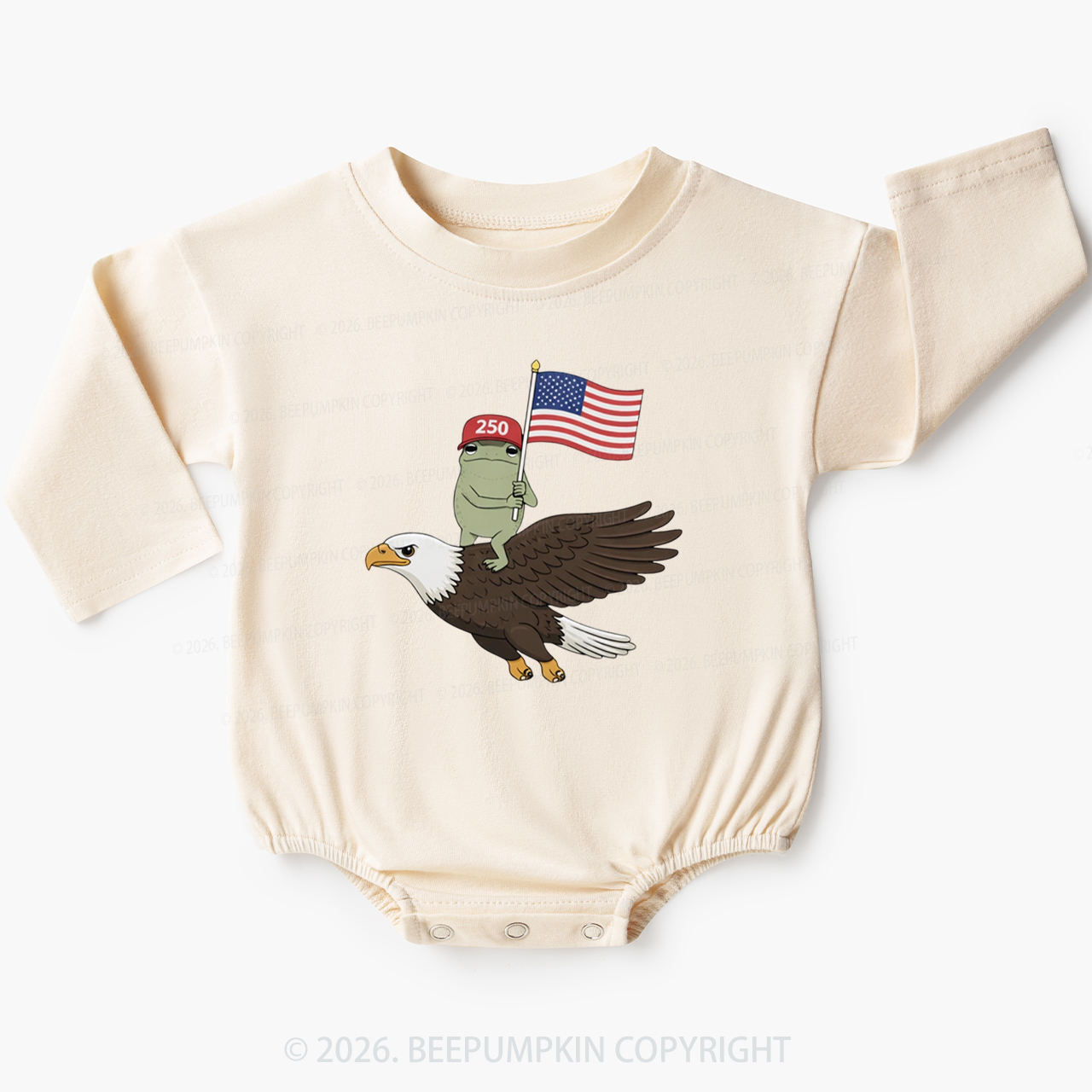 Americas 250th Birthday Funny Frog Baby Bubble Romper
