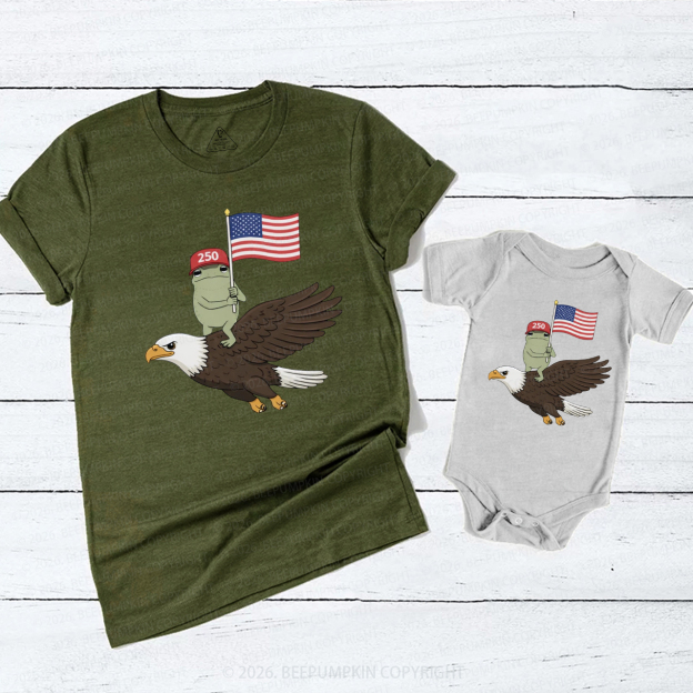 Americas 250th Birthday Funny Frog Mom&Me Matching T-Shirts