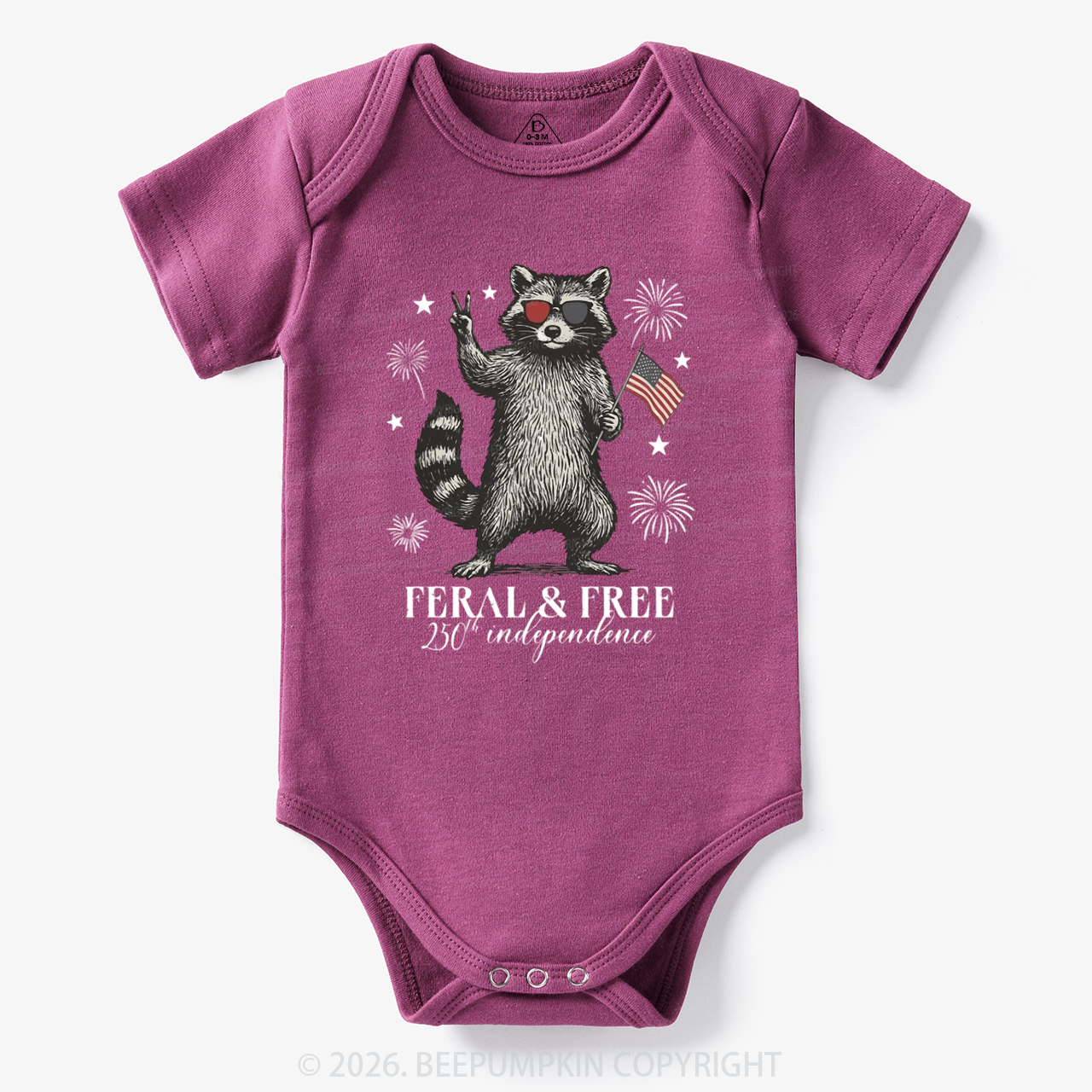 Feral but Free Patriotic Raccoon America 250th Bodysuit