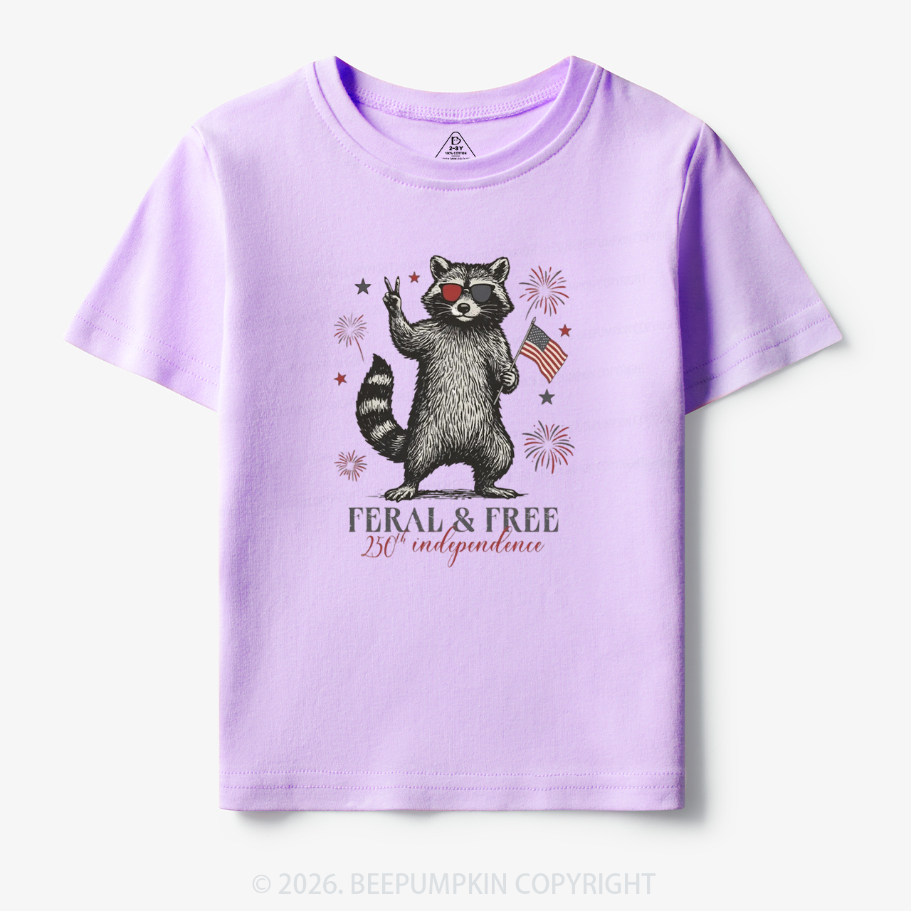 Feral but Free Patriotic Raccoon America 250th Toddler&Kid's Tees