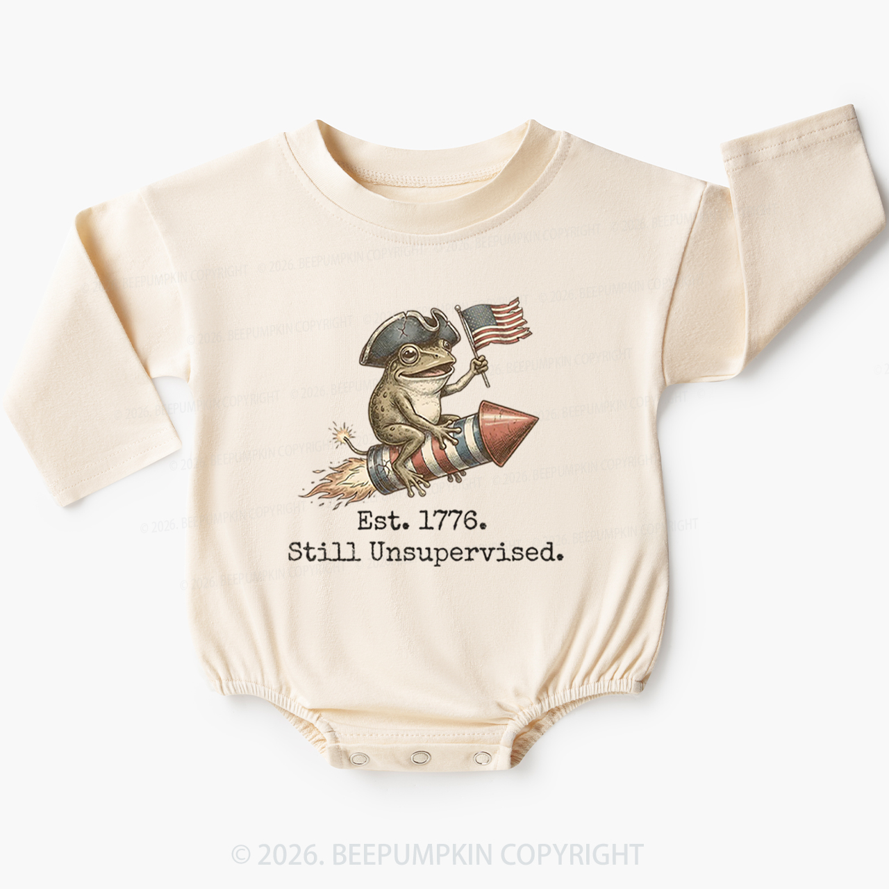 Est 1776 Funny Frog  American 250th Anniversary Baby Bubble Romper