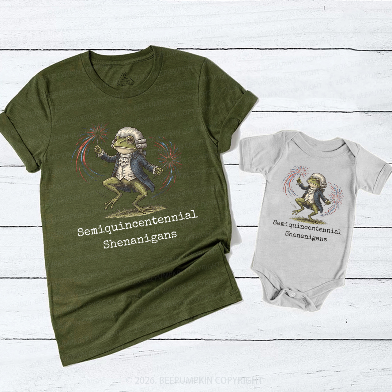 American 250th Anniversary Funny Frog Retro Mom&Me Matching T-Shirts