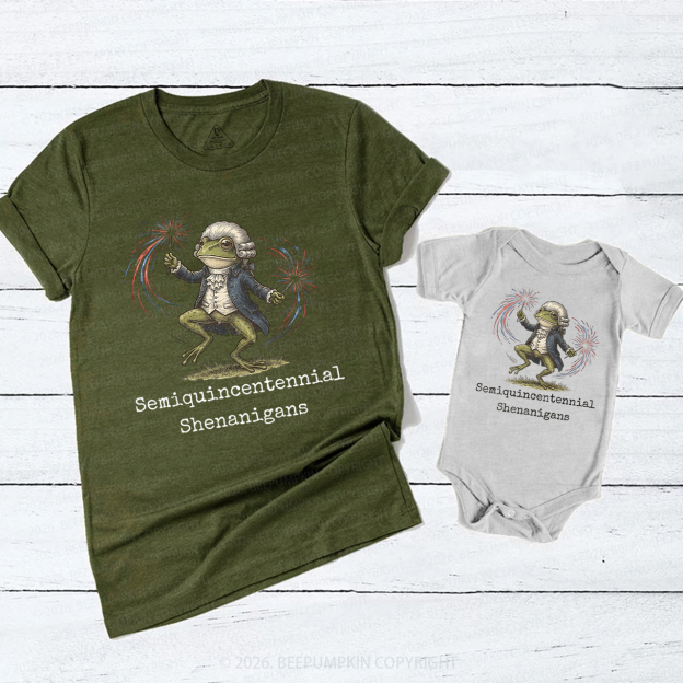 American 250th Anniversary Funny Frog Retro Mom&Me Matching T-Shirts