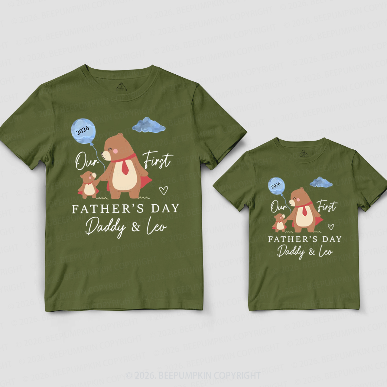 Personalized First Father's Day Bear Dad&Me Matching Shirts