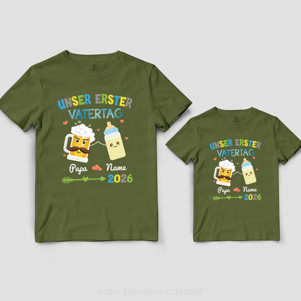Personalized Unser Erster Vatertag First Father's Day Dad&Me Matching Shirts