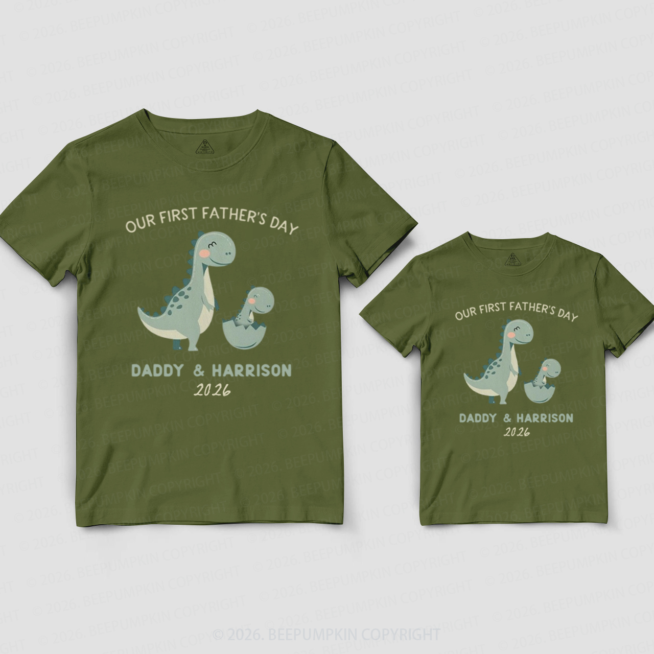 Personalized Cute Dinosaur First Father's Day Dad&Me Matching Shirts