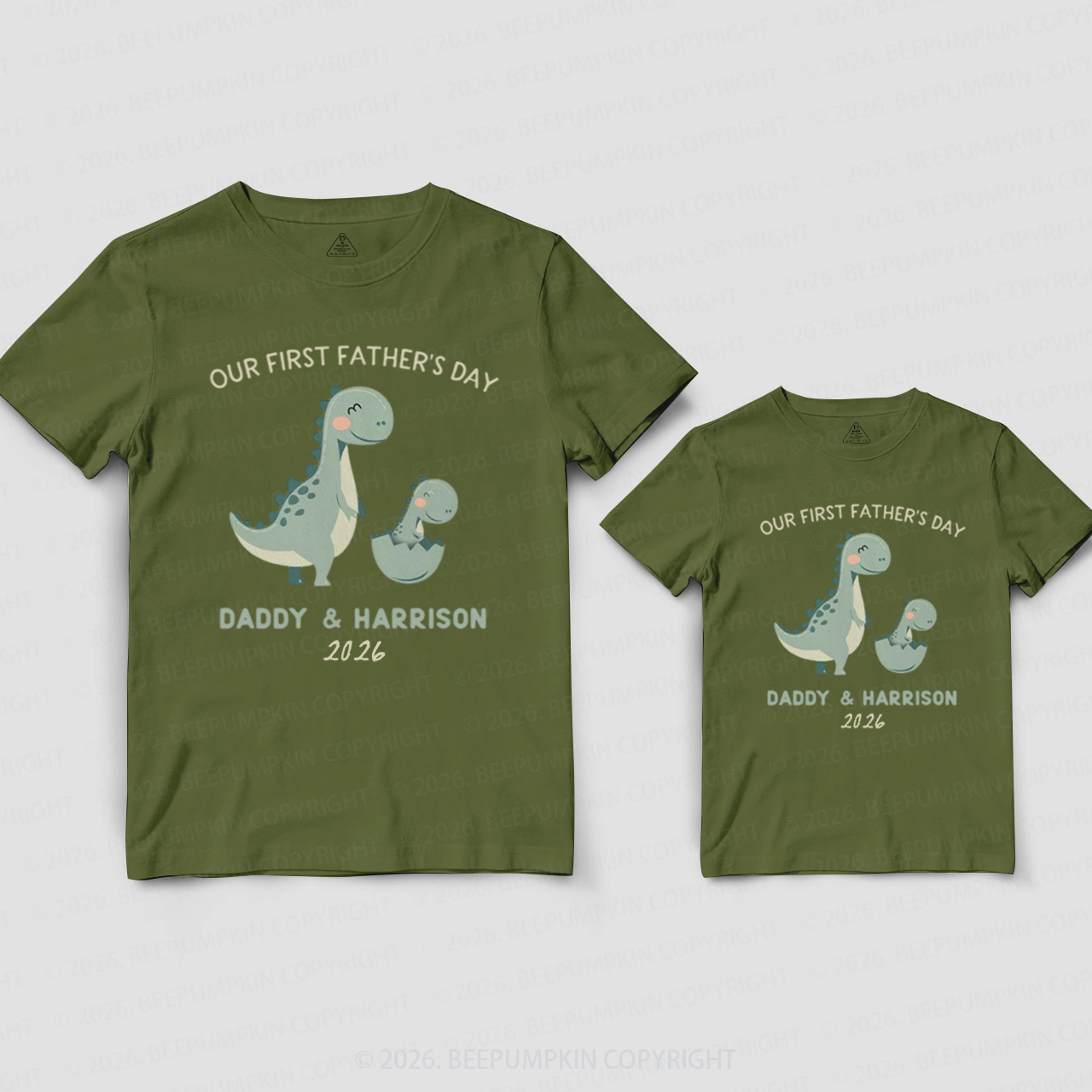 Personalized Cute Dinosaur First Father's Day Dad&Me Matching Shirts