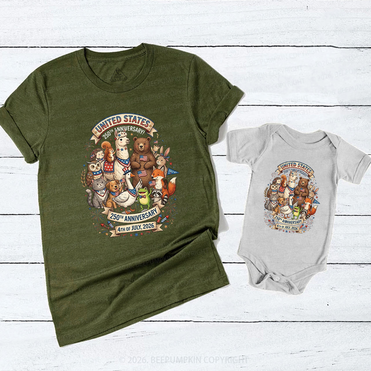 USA 250th Anniversary 4th of July Mom&Me Matching T-Shirts