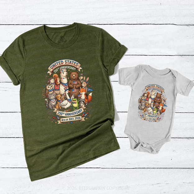 USA 250th Anniversary 4th of July Mom&Me Matching T-Shirts