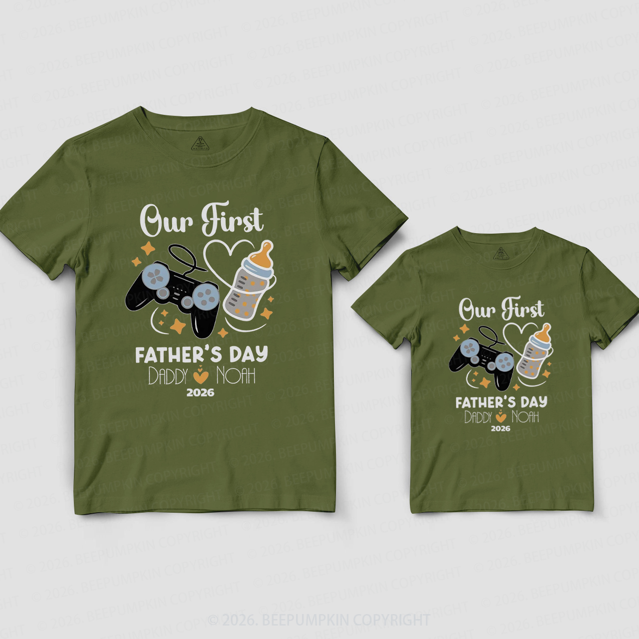 Personalized Gamer First Father's Day Dad&Me Matching Shirts