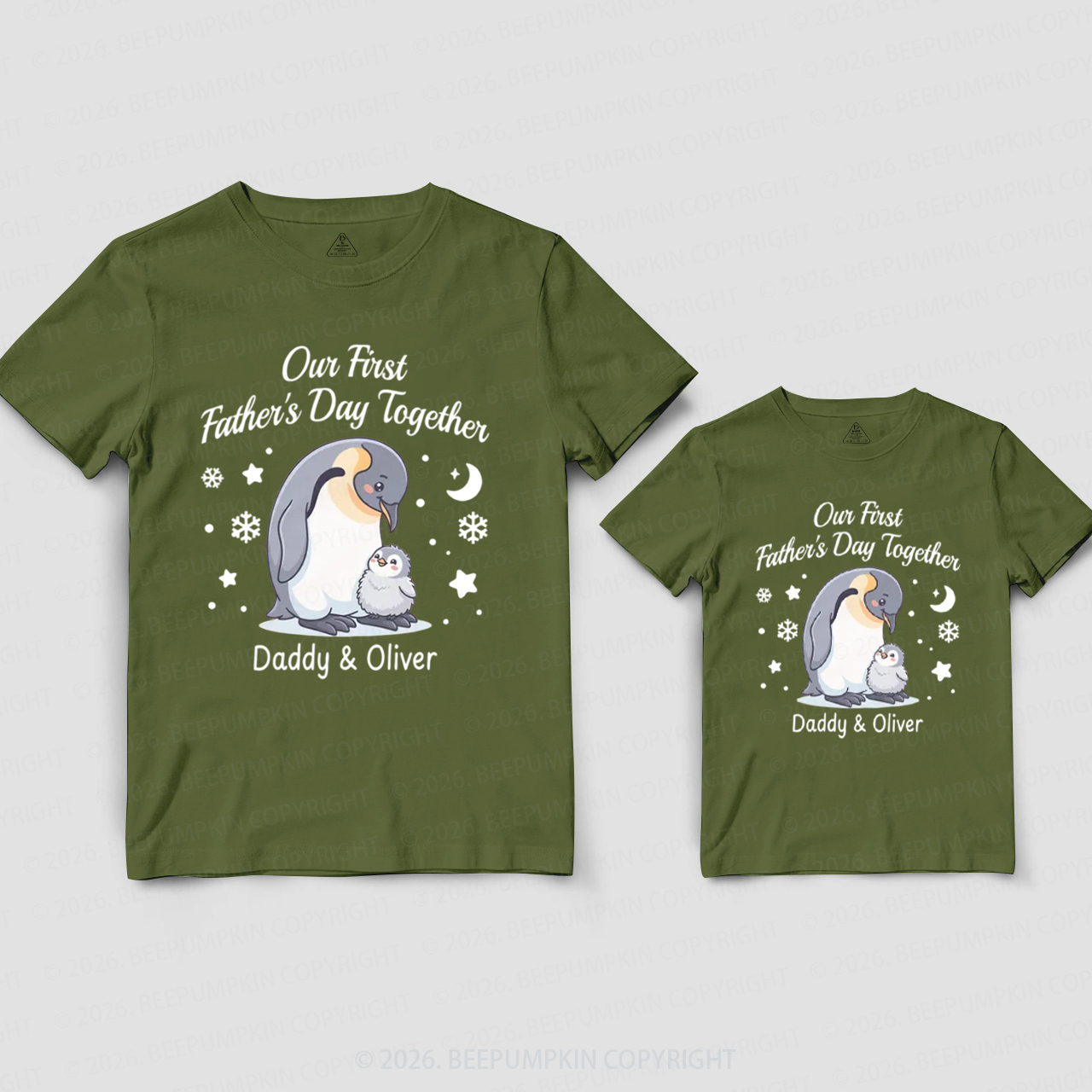 Personalized Penguin Our First Father's Day Together Dad&Me Matching Shirts