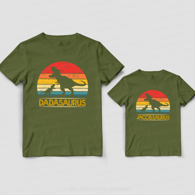 Personalized T-Rex Dinosaur Dad&Me Matching Shirts