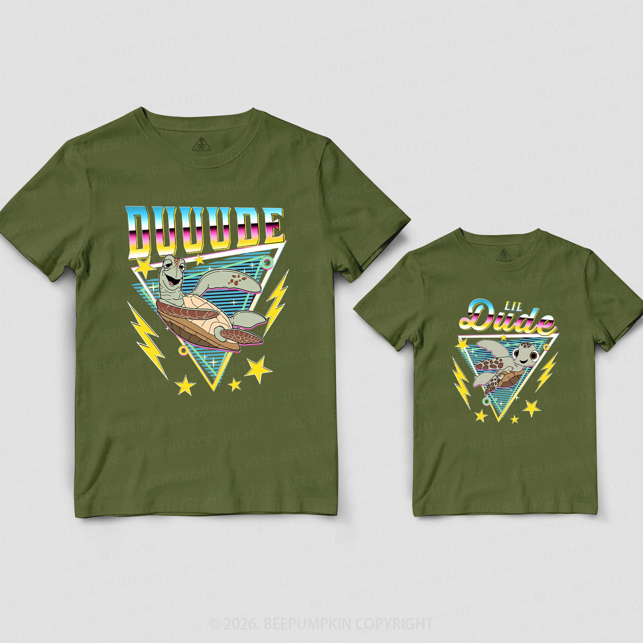 Space Turtle Duuude And Lil Dude Dad&Me Matching Shirts