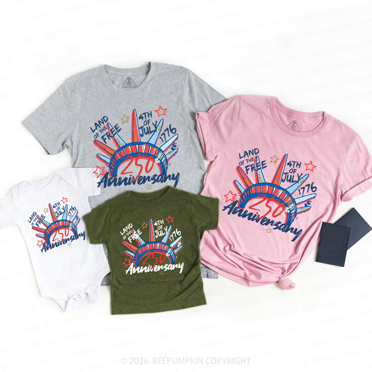 4th of July USA 250th Anniversary Family Matching Shirts