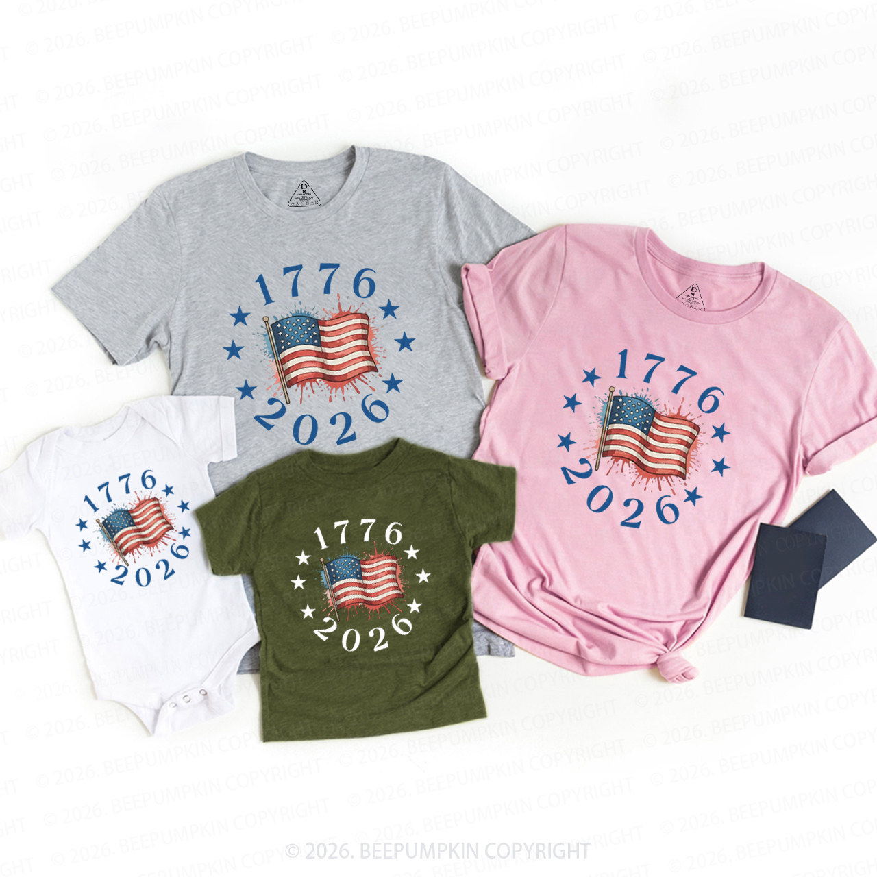 USA 250th Anniversary Patriotic 4th of July Family Matching Shirts