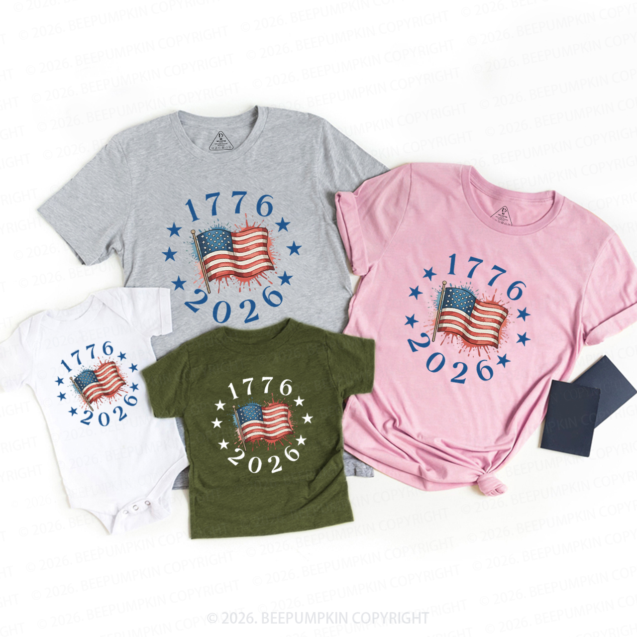 USA 250th Anniversary Patriotic 4th of July Family Matching Shirts