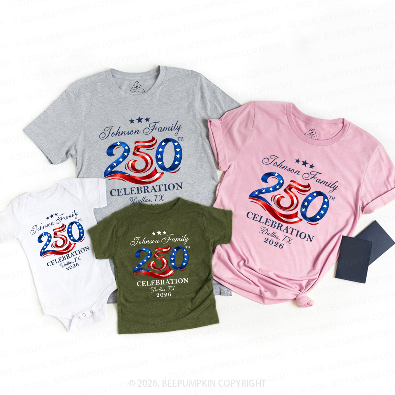 Personalized America 250 4th July Family Matching Shirts