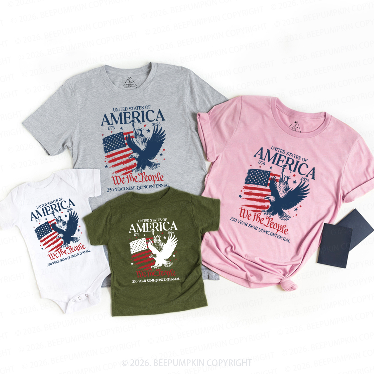America 250 Patriotic Eagle USA Family Matching Shirts