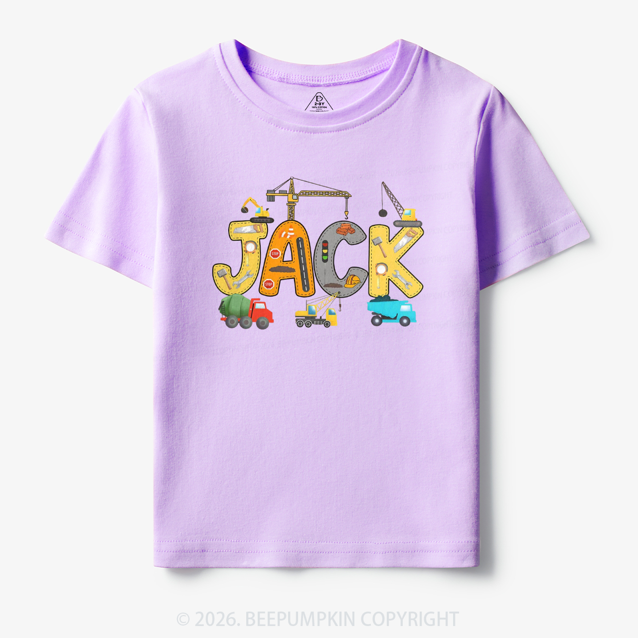 Personalized Name Construction Trucks Toddler&Kid's Tees