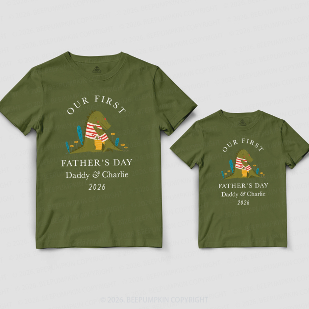 Personalized Cute Dinosaur Our First Father’s Day Dad&Me Matching Shirts