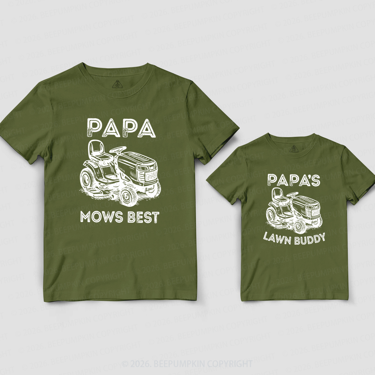 Papa Mows Best Vintage Lawn Mower Dad&Me Matching Shirts