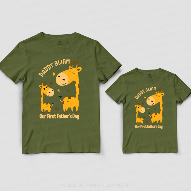 Personalized Giraffe Our First Father’s Day Dad&Me Matching Shirts