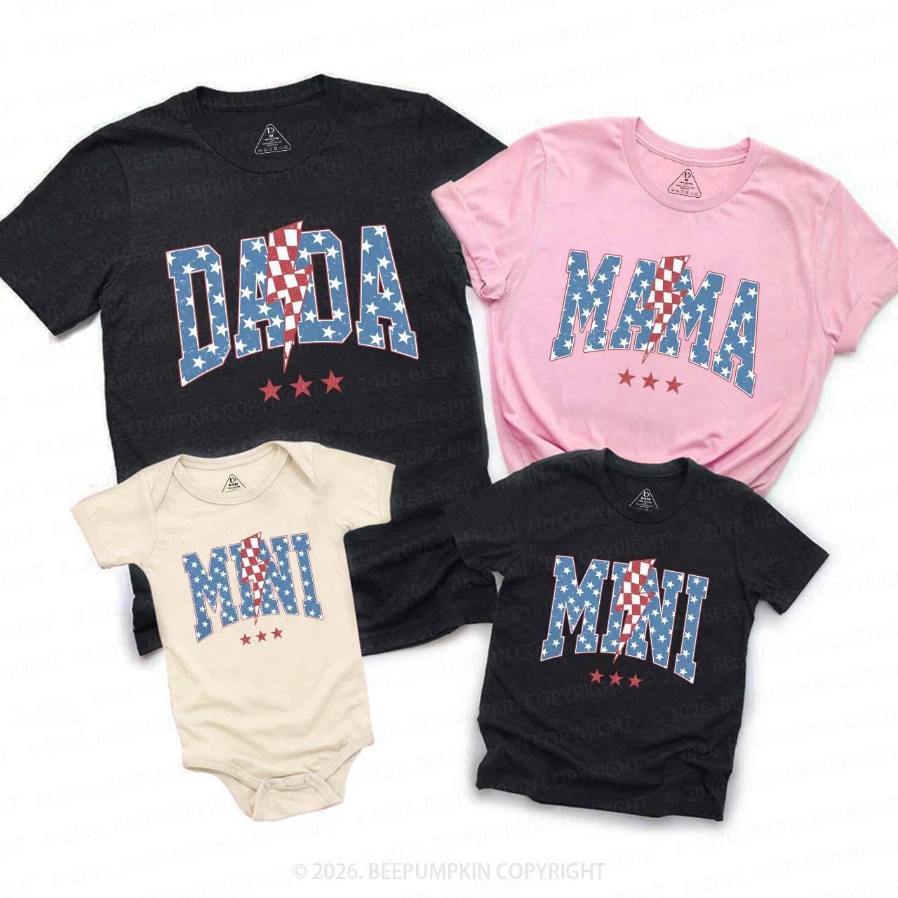 Mama Dada Mini 4th of July Family Matching Shirts