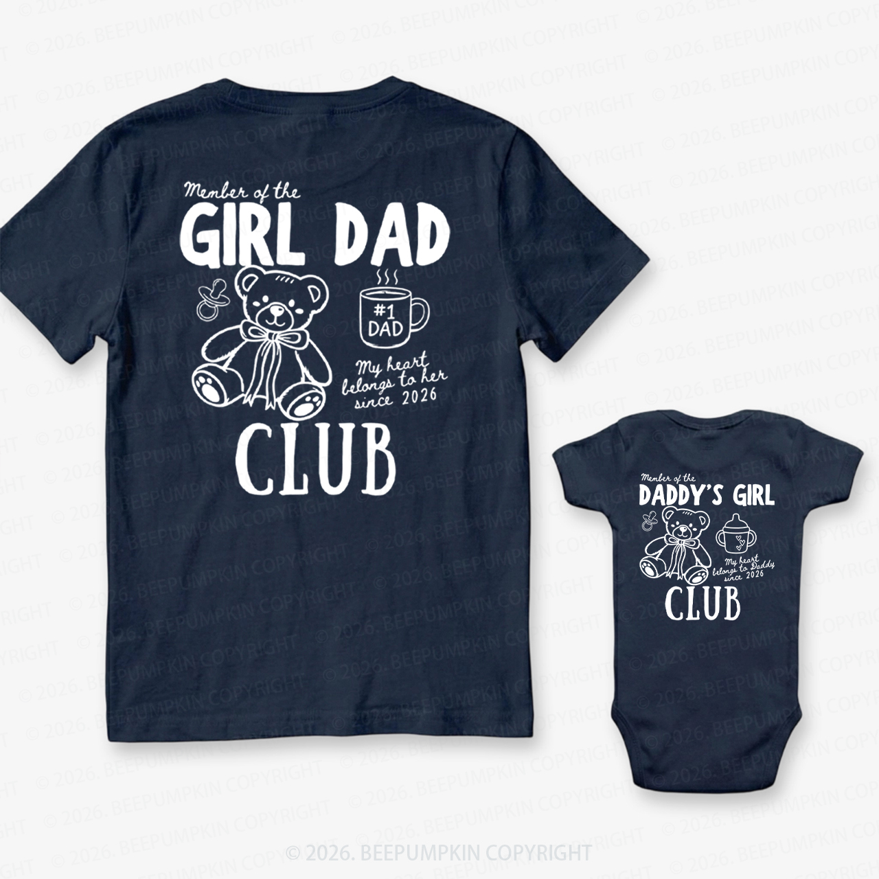 Daddys Girl Fathers Day Dad&Me Matching Shirts-Back Design