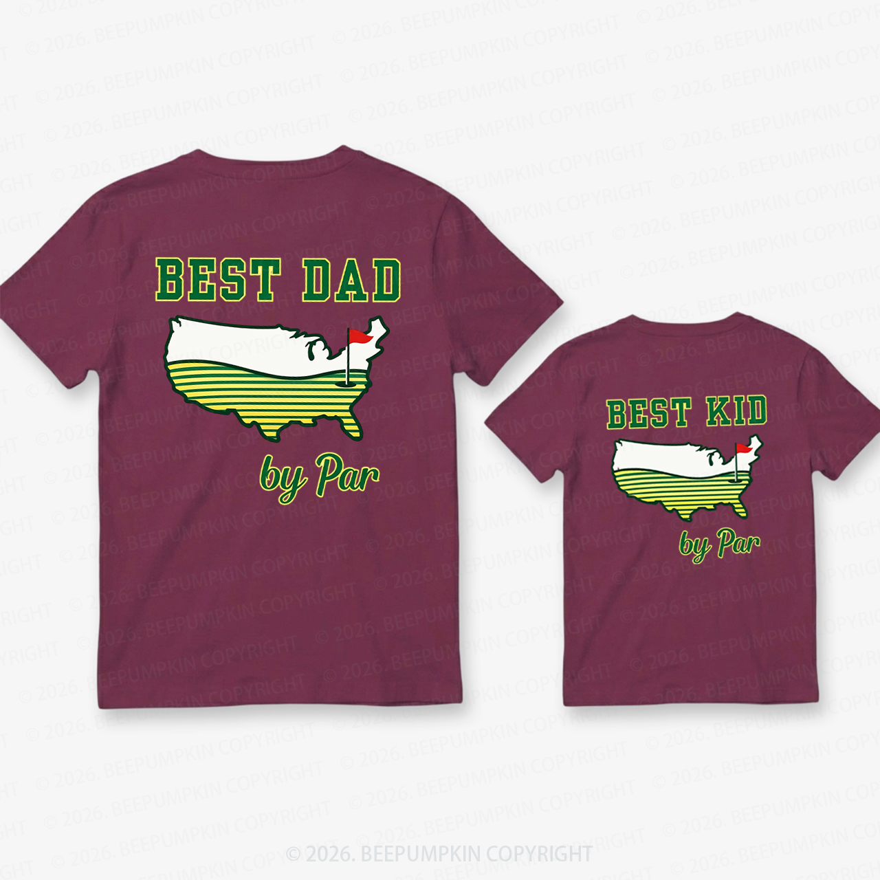 Best Dad by Par Golf Father’s Day Dad&Me Matching Shirts-Back Design