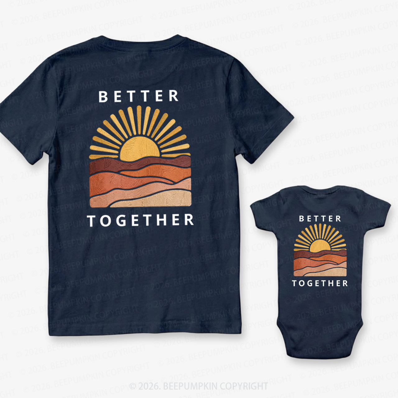 Better Together Sunset Dad&Me Matching Shirts-Back Design