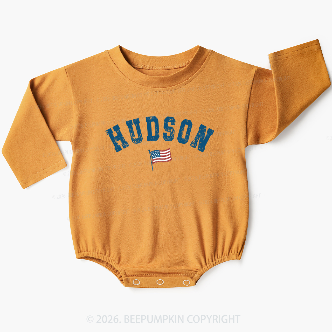 Personalized USA Flag with Name Baby Bubble Romper