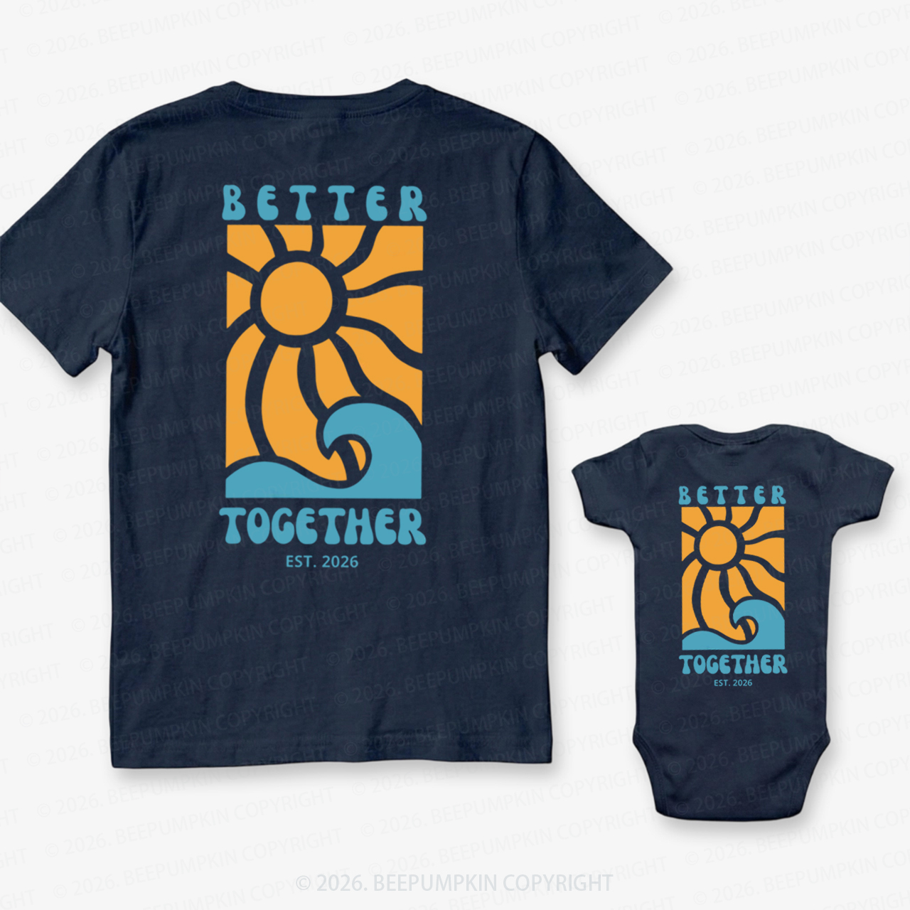 Retro Summer Better Together Dad&Me Matching Shirts-Back Design