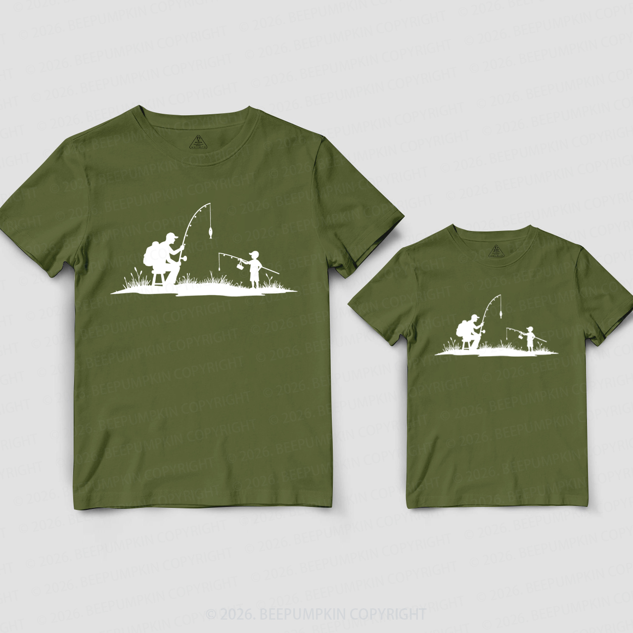 Father Son Fishing Outdoor Silhouette Dad&Me Matching Shirts
