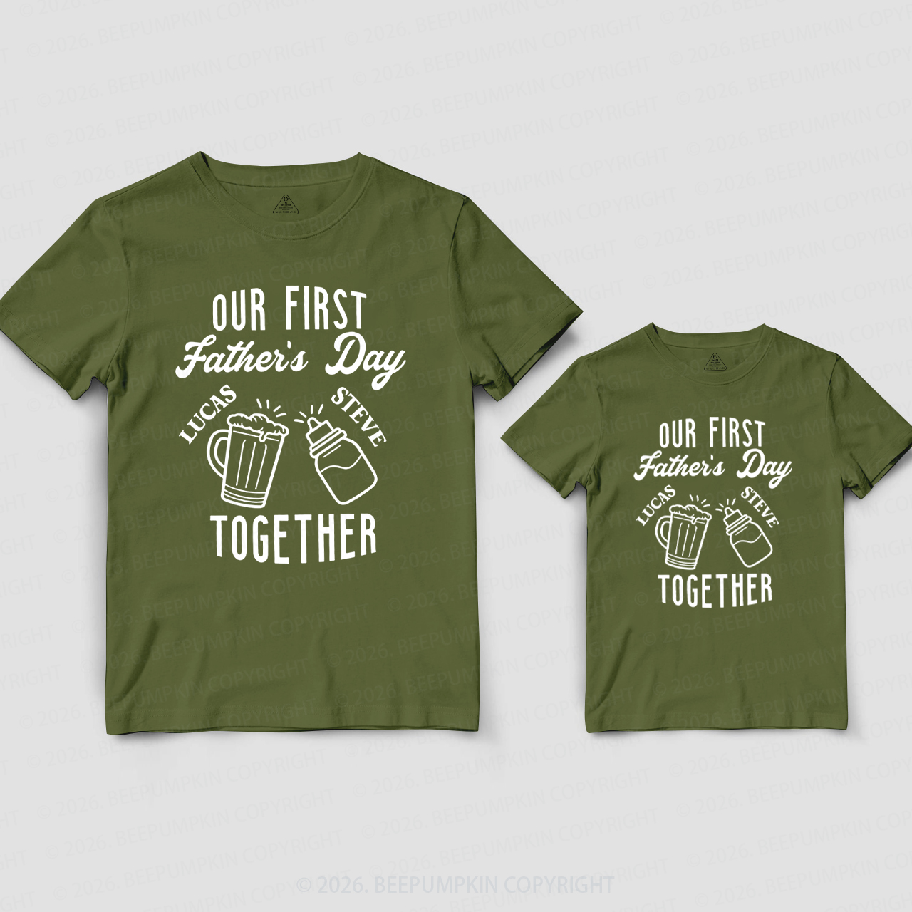 Personalized Beer Milk Our First Fathers Day Together Dad&Me Matching Shirts