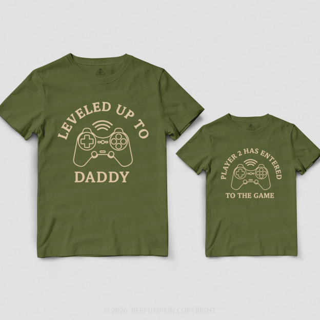 Leveled Up To Daddy Player 2 has Entered The Game Dad&Me Matching Shirts