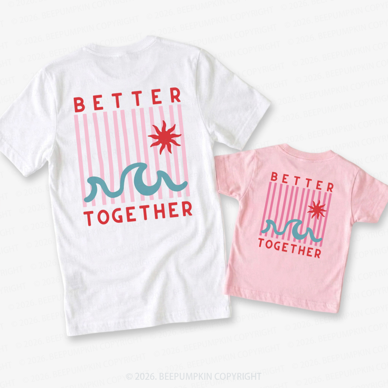 Better Together with Retro Wave Dad&Me Matching Shirts-Back Design