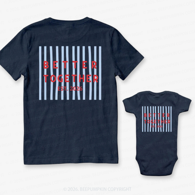 Better Together Retro Striped Dad&Me Matching Shirts-Back Design