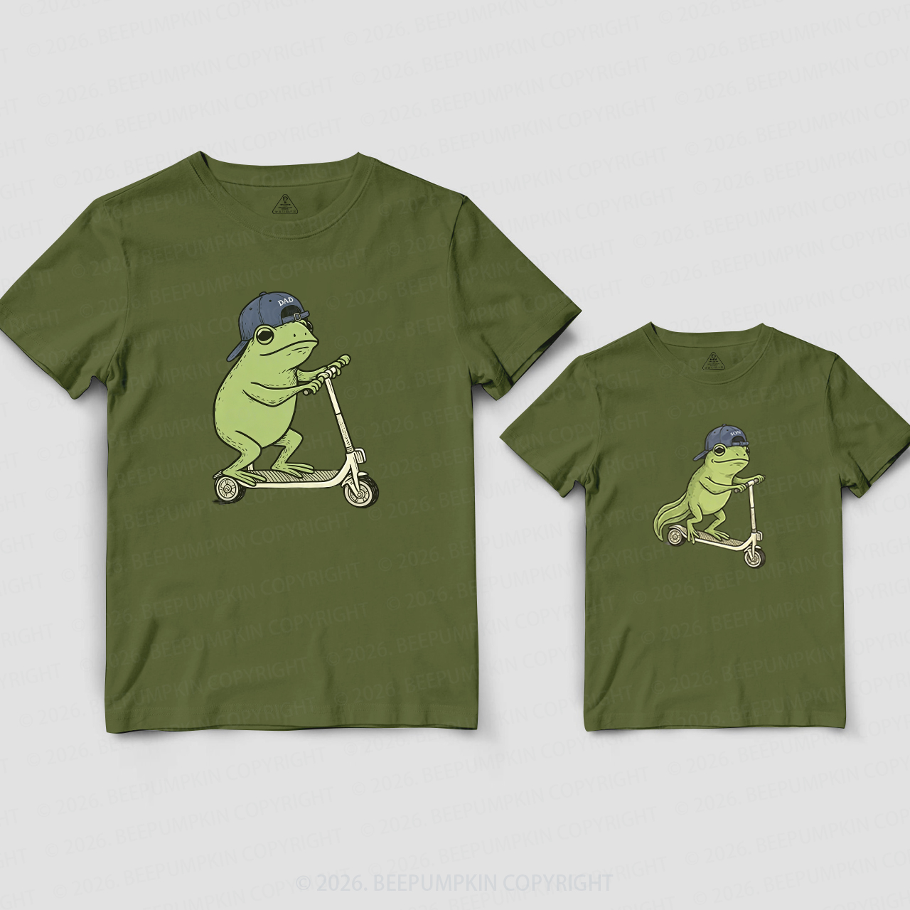 Dad and Son Frog Scooter Funny Meme Dad&Me Matching Shirts