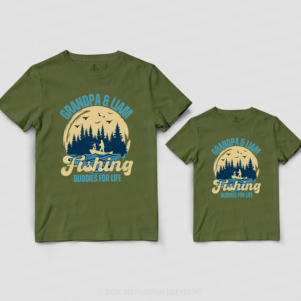 Personalized Fishing Buddies Grandpa&Me Matching Shirts
